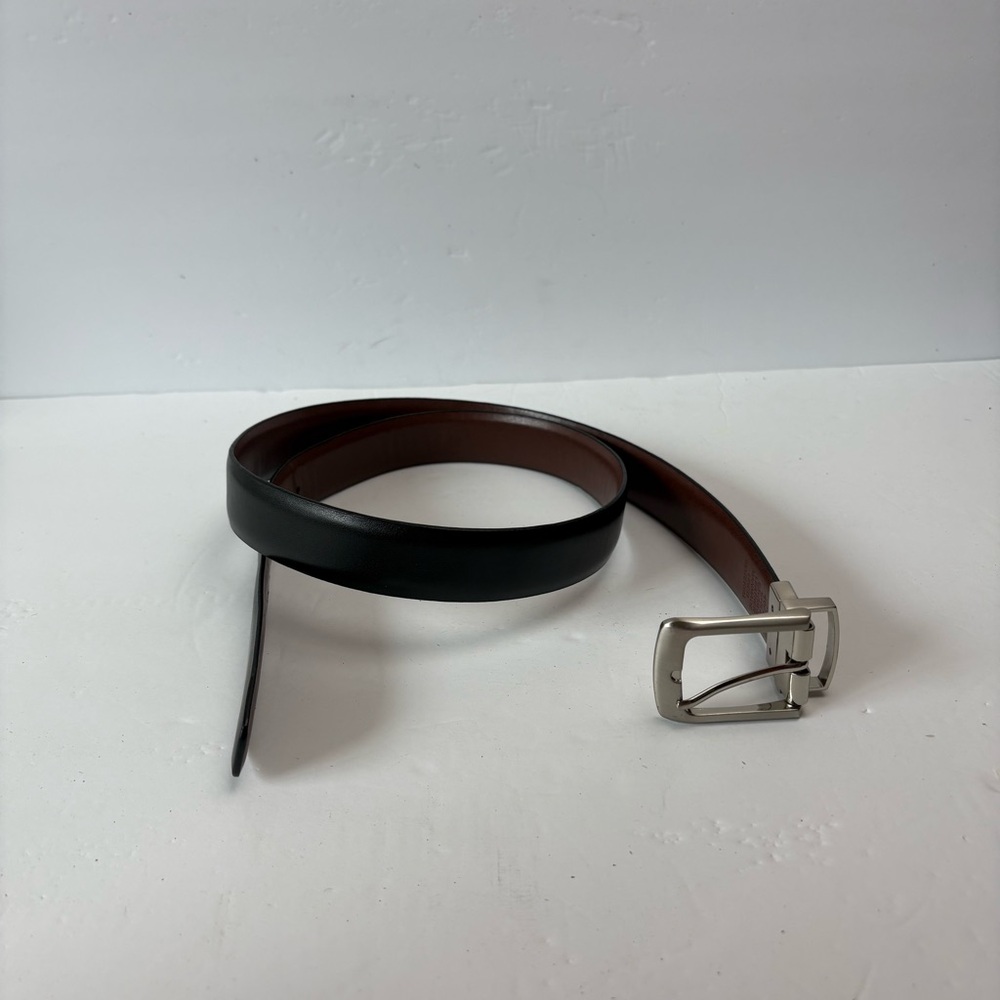 Black Leather Belt with Silver Buckle 40/100 46”